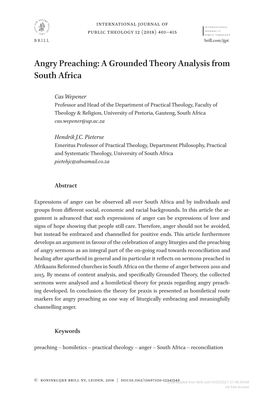 Angry Preaching: a Grounded Theory Analysis from South Africa