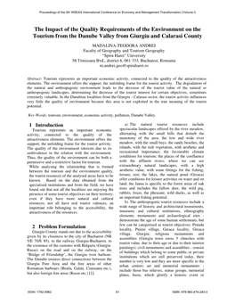 The Impact of the Quality Requirements of the Environment on the Tourism from the Danube Valley from Giurgiu and Calarasi County