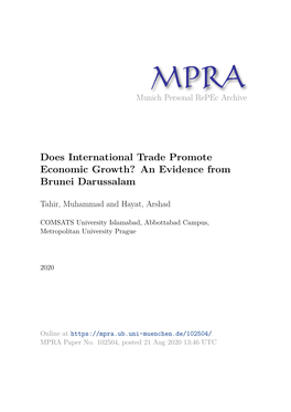 Does International Trade Promote Economic Growth? an Evidence from Brunei Darussalam