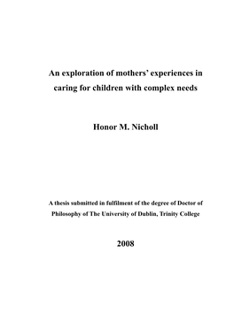 An Exploration of Mothers' Experiences in Caring for Children