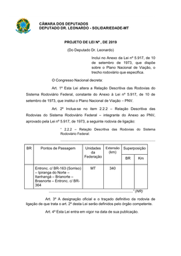 Solidariedade-Mt Projeto De Lei Nº