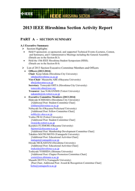 2013 IEEE Hiroshima Section Activity Report