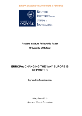 Europa: Changing the Way Europe Is Reported