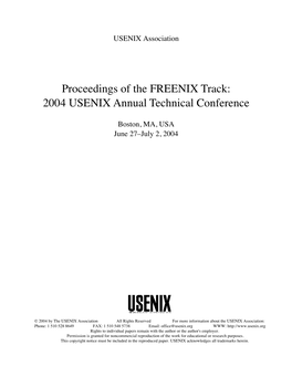 Proceedings of the FREENIX Track: 2004 USENIX Annual Technical Conference