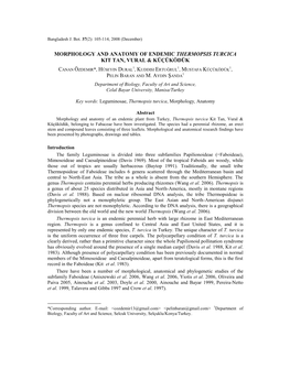 Morphology and Anatomy of Endemic Thermopsis Turcica Kit Tan, Vural & Küçüködük