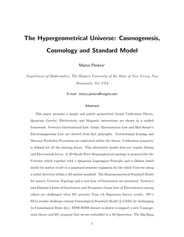 The Hypergeometrical Universe: Cosmogenesis, Cosmology and Standard Model