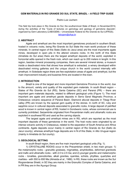 Geology of Gemstone Deposits in South Brazil