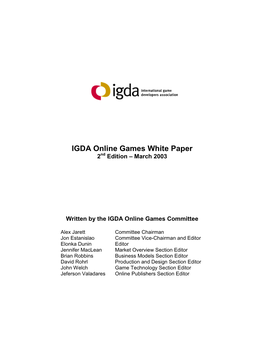 2003 IGDA Online Games White Paper