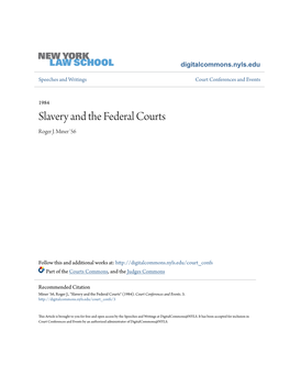 Slavery and the Federal Courts Roger J