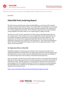 Ohiolink Print Archiving Report