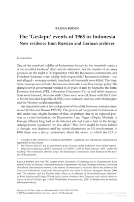 The 'Gestapu' Events of 1965 in Indonesia