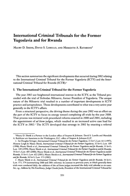 International Criminal Tribunals for the Former Yugoslavia and for Rwanda