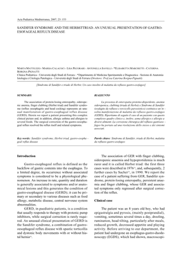 Sandifer Syndrome and the Herbsttriad. an Unusual Presentation of Gastro- Esofagealreflux Disease