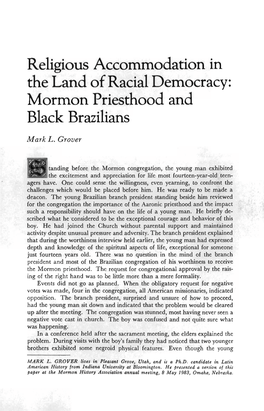 Religious Accommodation in the Land of Racial Democracy: Mormon Priesthood and Black Brazilians