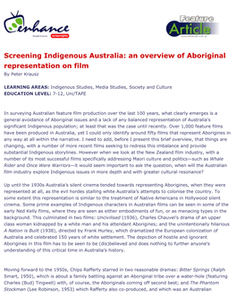 An Overview of Aboriginal Representation on Film by Peter Krausz