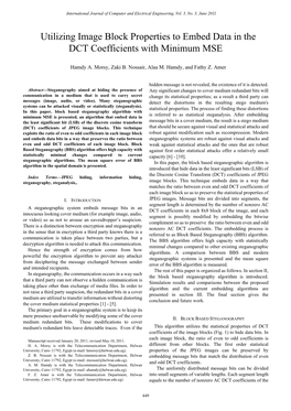 Utilizing Image Block Properties to Embed Data in the DCT Coefficients with Minimum MSE