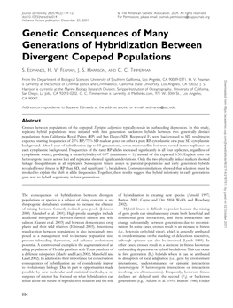 Genetic Consequences of Many Generations of Hybridization Between Divergent Copepod Populations