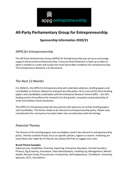 All-Party Parliamentary Group for Entrepreneurship