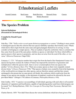 The Species Problem