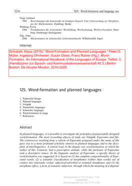 125. Word-Formation and Planned Languages