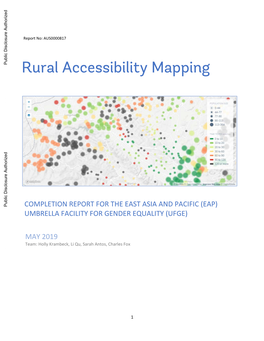 Rural Accessibility Mapping Public Disclosure Authorized