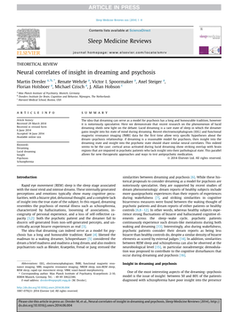 Neural Correlates of Insight in Dreaming and Psychosis