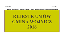 Rejestr Umów Gmina Wojnicz 2016