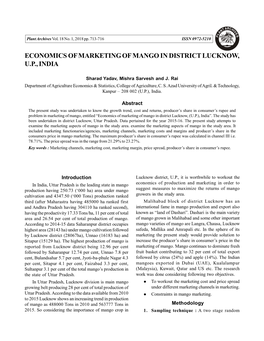 Economics of Marketing of Mango in District Lucknow, U.P., India