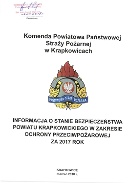 Informacja O Stanie Bezpieczeństwa Powiatu Krapkowickiego W Zakresie Ochrony Przeciwpożarowej Za 2017 Rok