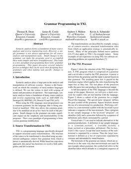 Grammar Programming in TXL