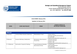 FEBRUARY Strategic and Operational Management Support