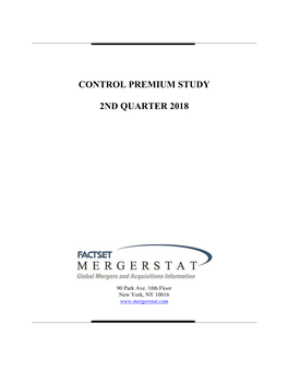 Control Premium Study 2Nd Quarter 2018