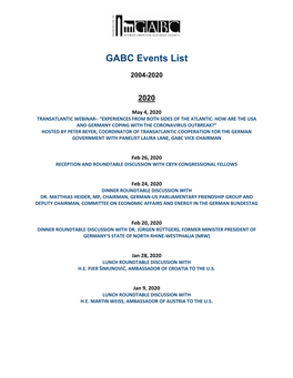 GABC Events List