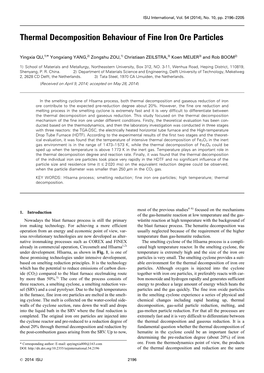 Thermal Decomposition Behaviour of Fine Iron Ore Particles