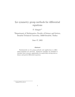 Lie Symmetry Group Methods for Differential Equations