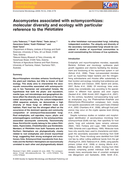 Ascomycetes Associated with Ectomycorrhizas: Molecular Diversity and Ecology with Particular