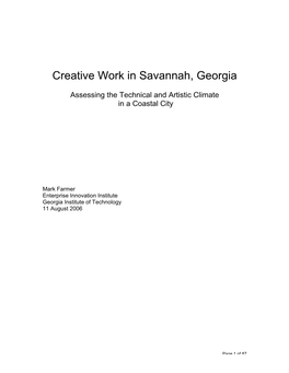 Creative Work in Savannah, Georgia