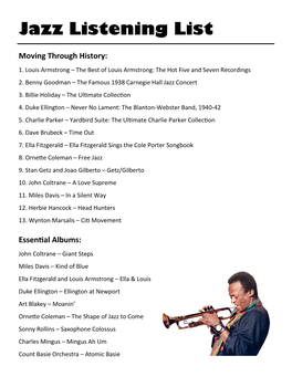 Jazz Listening List