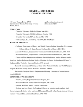 Denise A. Spellberg Curriculum Vitae