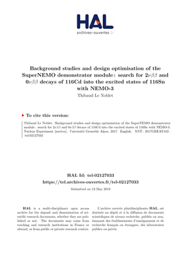 Background Studies and Design Optimisation of the Supernemo