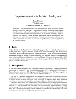 Output Optimization in the Irish Plural System*