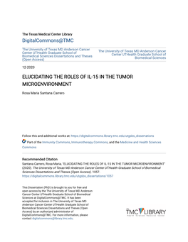 Elucidating the Roles of Il-15 in the Tumor Microenvironment