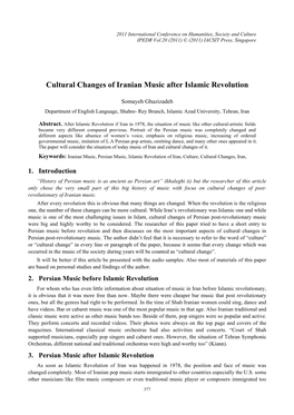 Cultural Changes of Iranian Music After Islamic Revolution