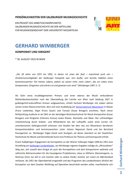 Gerhard Wimberger Komponist Und Dirigent