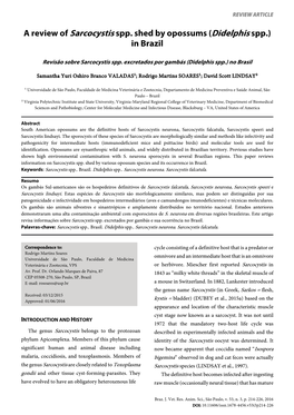 A Review of Sarcocystis Spp. Shed by Opossums (Didelphis Spp.) in Brazil