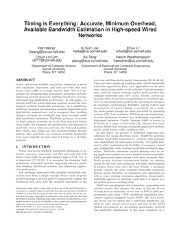 Accurate, Minimum Overhead, Available Bandwidth Estimation in High-Speed Wired Networks