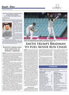 Smith Trumps Bradman to Fuel Aussie Run Chase