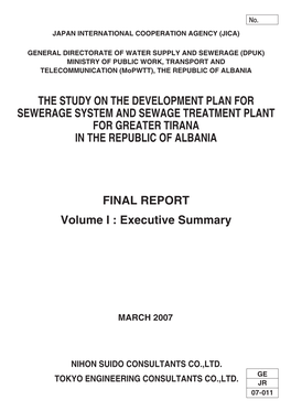 The Study on the Development Plan for Sewerage System and Sewage