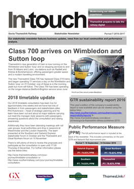 Class 700 Arrives on Wimbledon and Sutton Loop