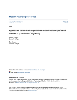 Age-Related Dendritic Changes in Human Occipital and Prefrontal Cortices: a Quantitative Golgi Study